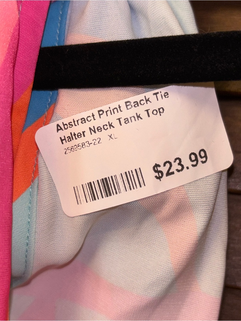 NEW Abstract Wave Halter Tank Top in Blue, Pink & Orange - Picture 13 of 13